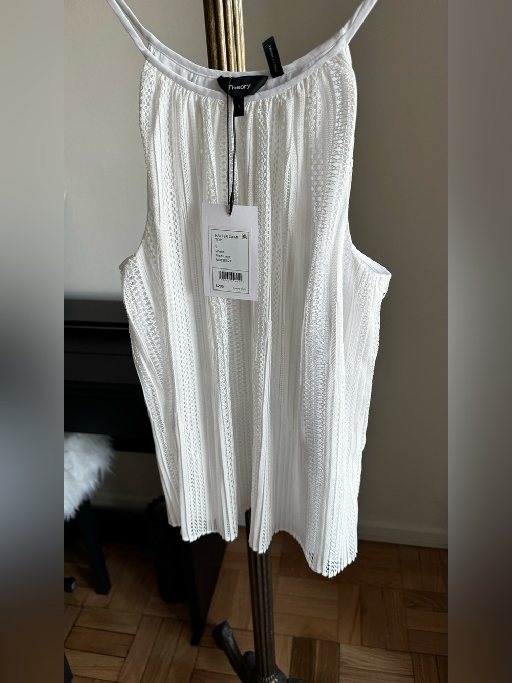 Theory White Lace Halter Cami Top